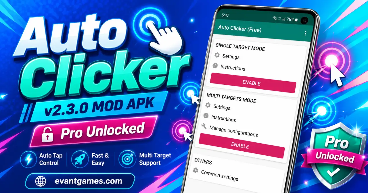 Auto Clicker v2.3.0 MOD APK (Premium Unlocked) Best No Ads New