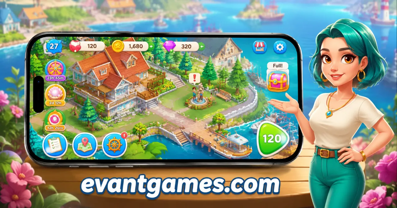 Gossip Harbor unlimited resources and maxed upgrades screen