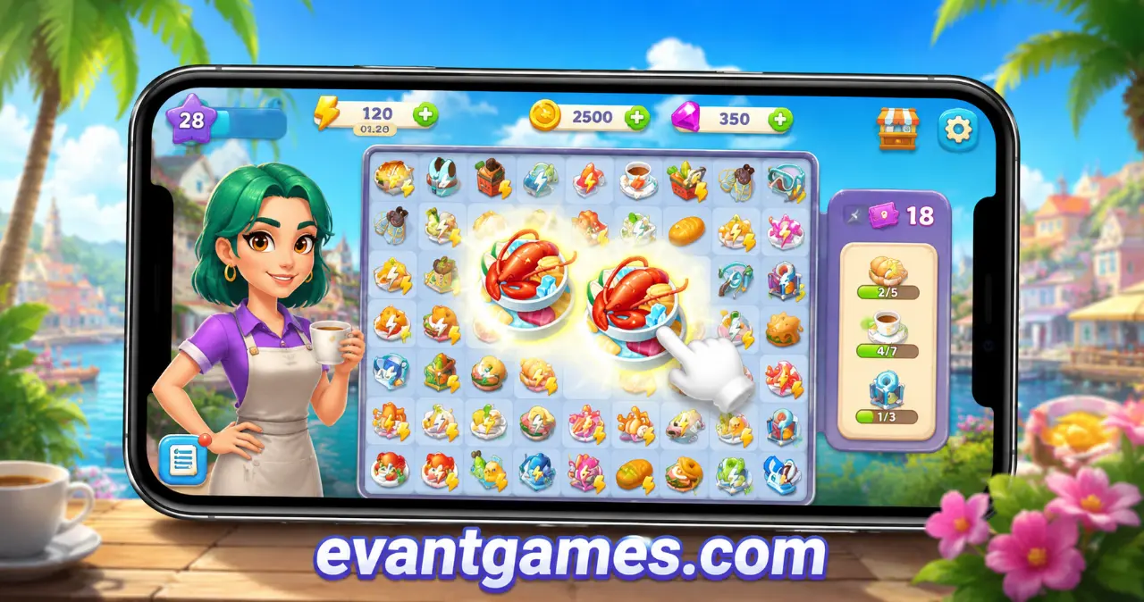 Gossip Harbor MOD APK gameplay screenshot showing unlocked premium content