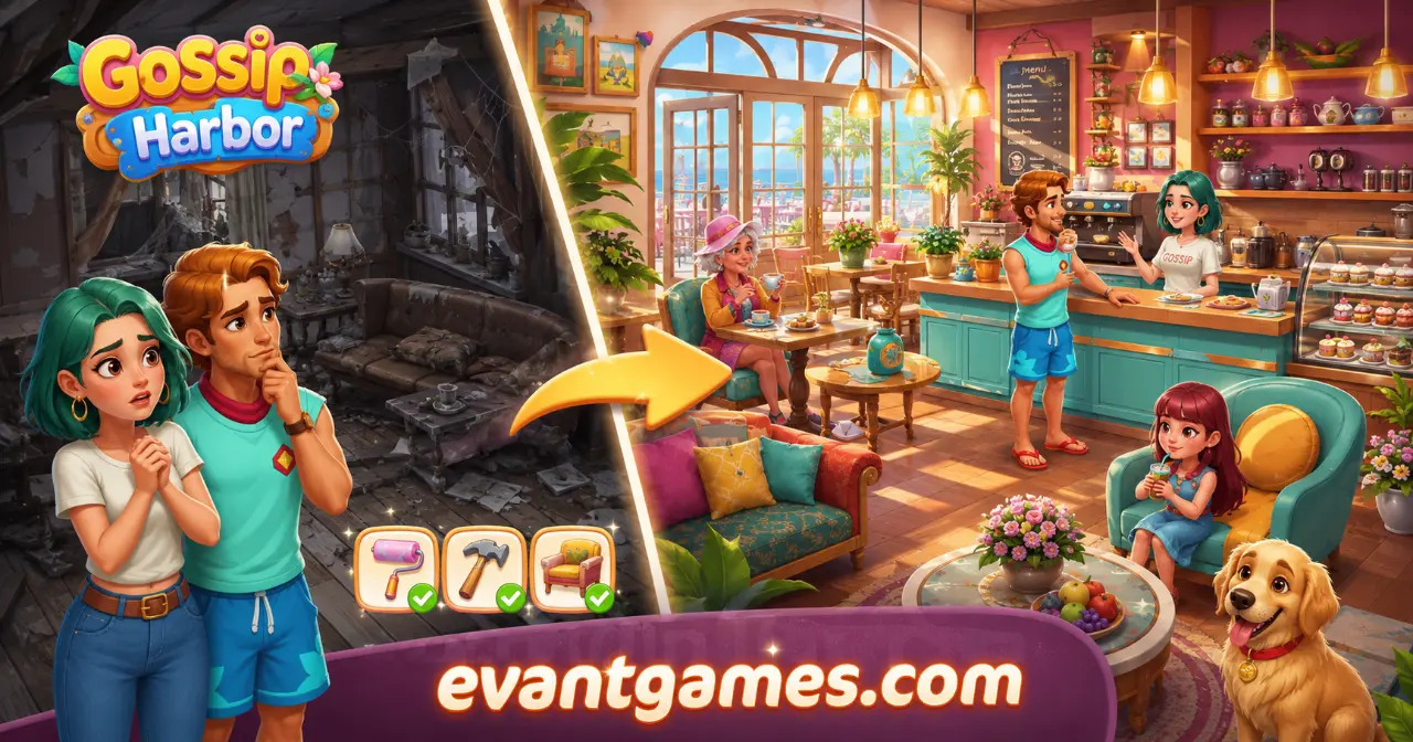 Gossip Harbor gameplay on Android with all features unlocked