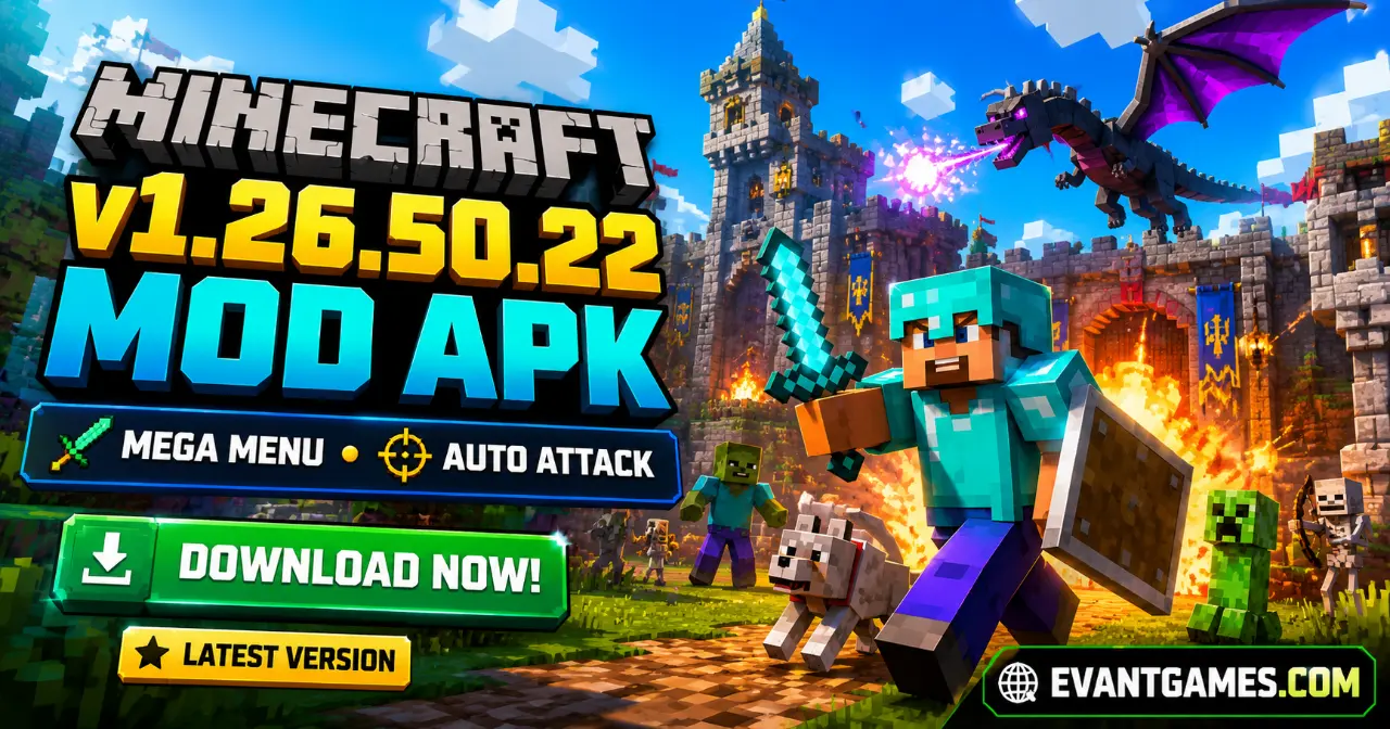 Minecraft v1.26.44.3 MOD APK (Mega Menu, Auto Attack)