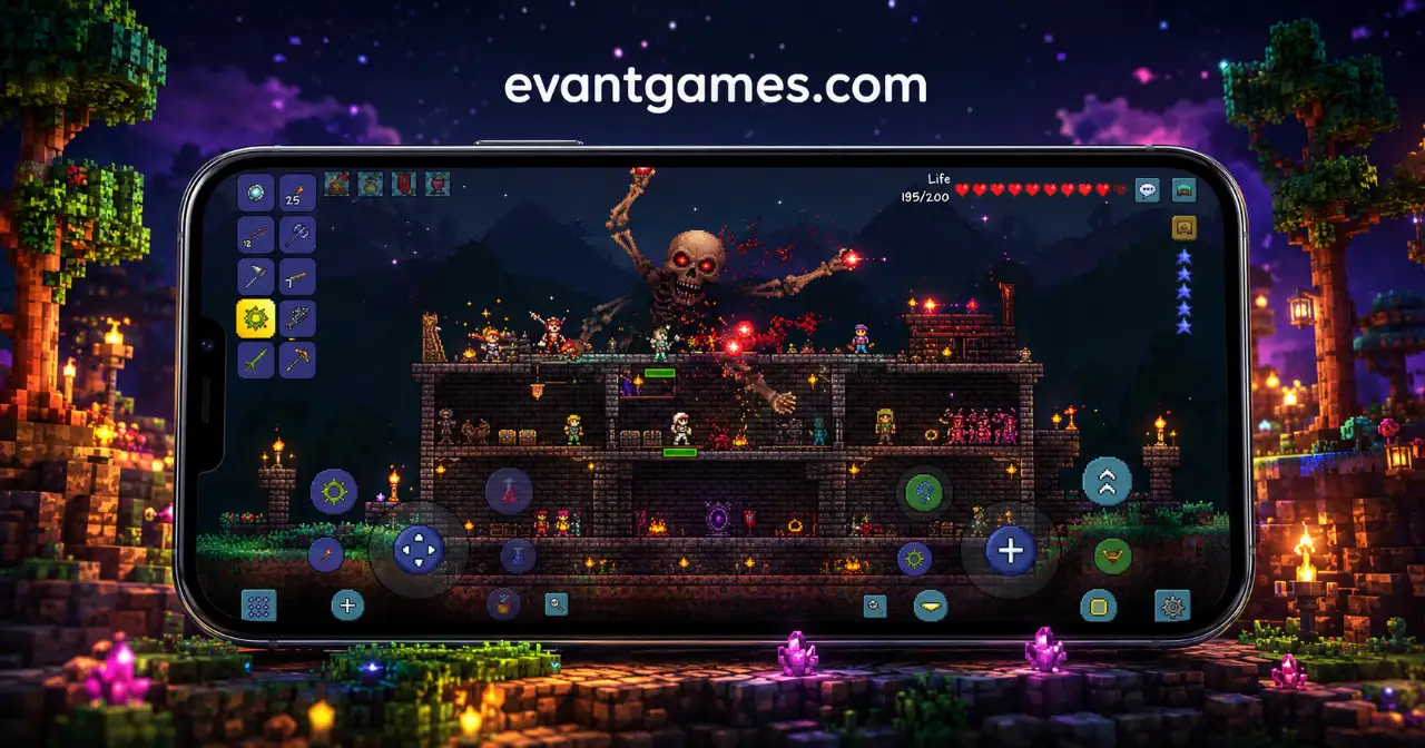 Terraria gameplay on Android with all features unlocked