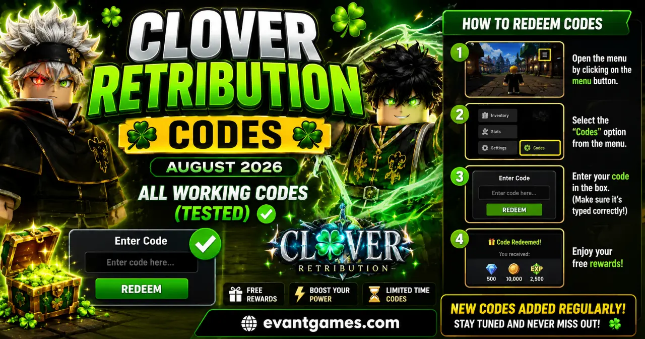 Clover Retribution code entry box (2026)
