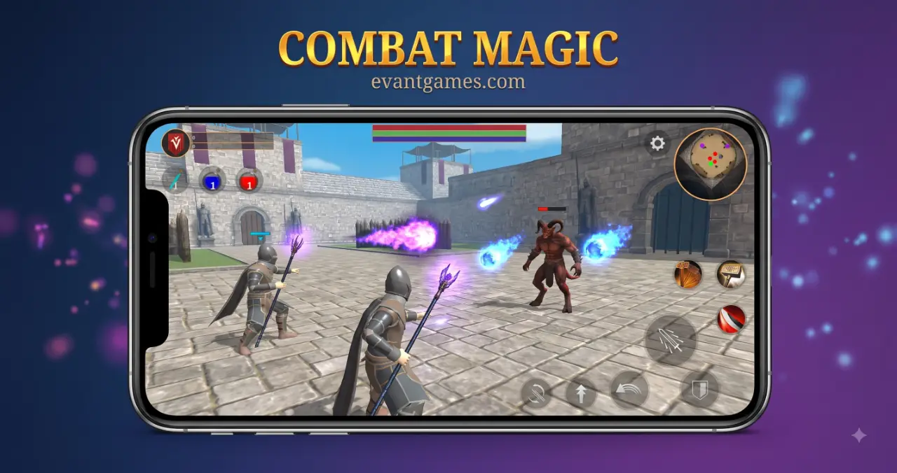 Combat Magic: Spells & Swords MOD APK gameplay screenshot showing unlocked premium content