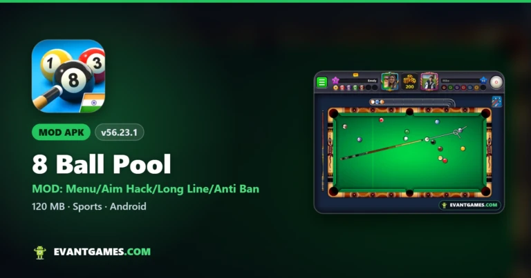 8 Ball Pool MOD APK v56.23.1 (Aim Hack, Long Line & Menu)